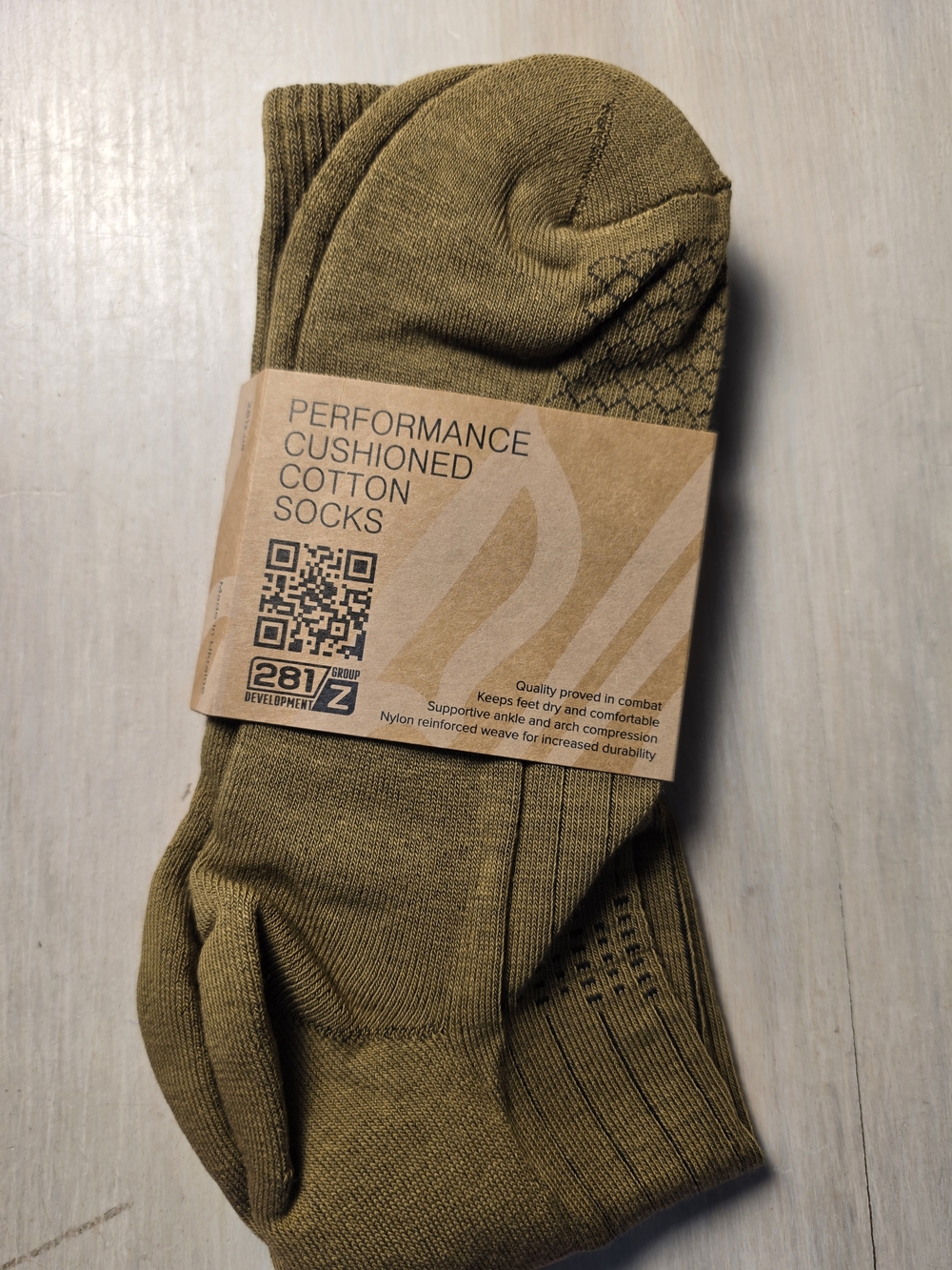 Performance Cushioned Cotton Socks - Olive Green